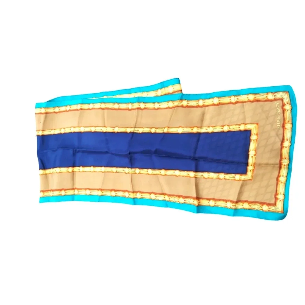 Vintage Ellen Tracy Colorblock Silk Scarf